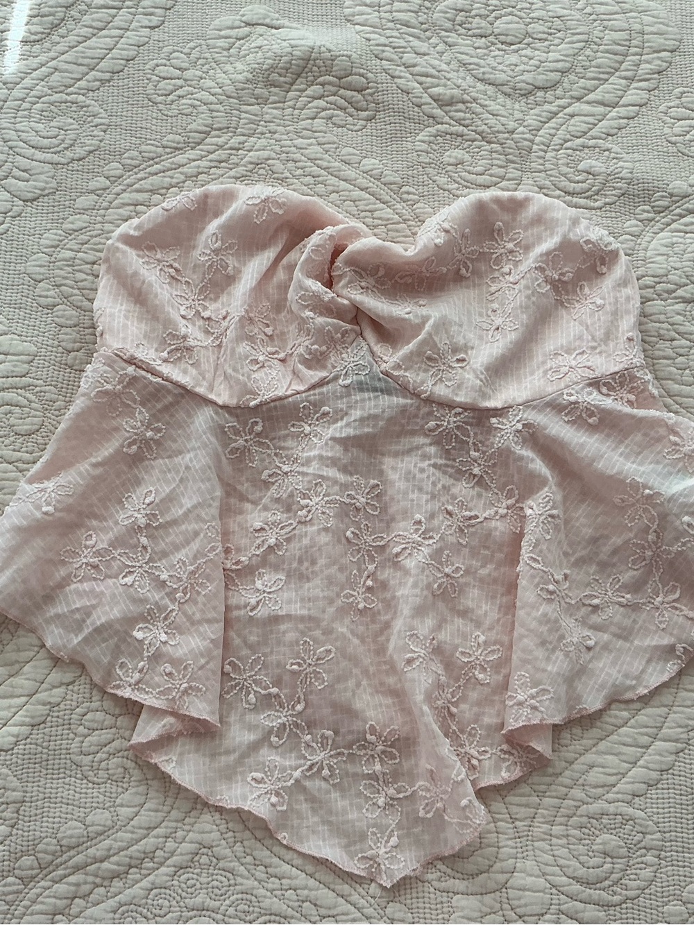 Strapless Embroidered Floral Pink Women’s Blouse